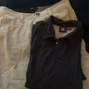 Boys XL Volcom Navy Polo and Grey Shorts Worn 1x